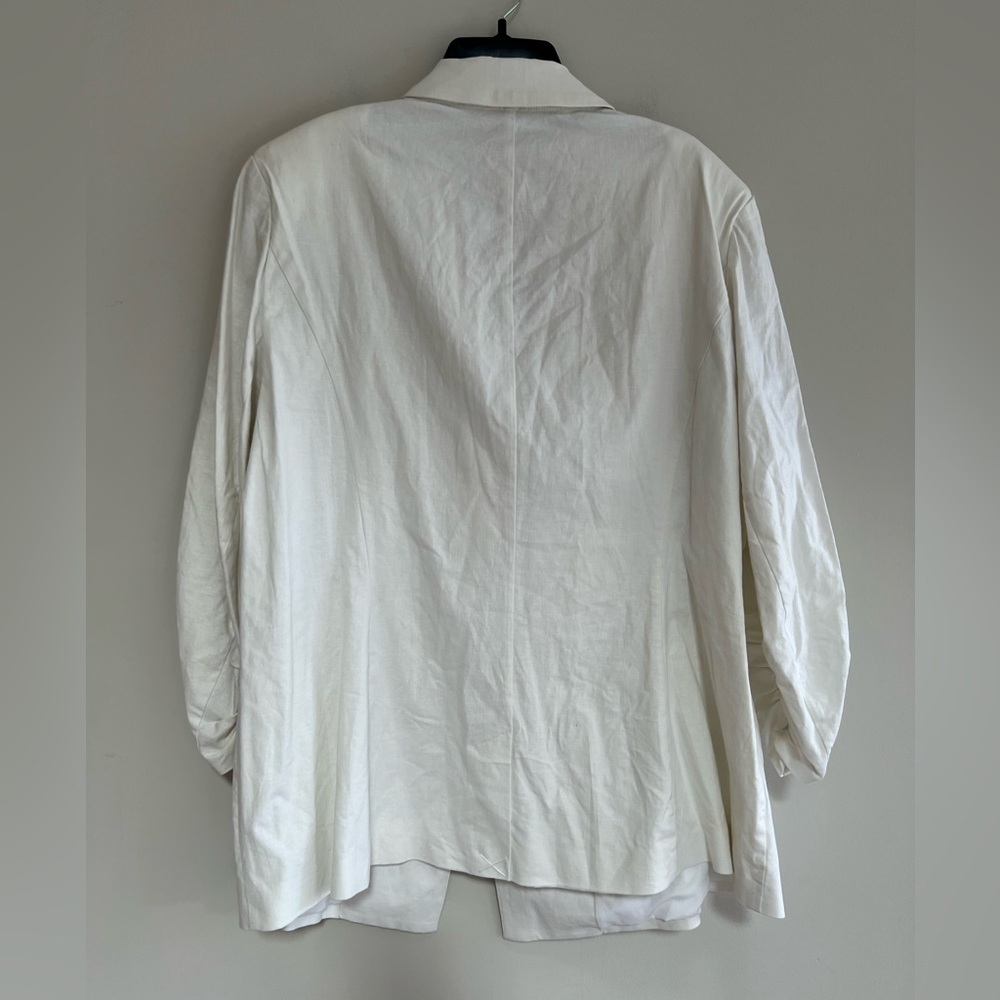 Lane Bryant NWT The Bryant Linen Blend One Button Blazer Ruched 3/4 Sleeves, 24 - Picture 6 of 11